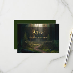 Cartons Réponse Mariage vert de la forêt de pins