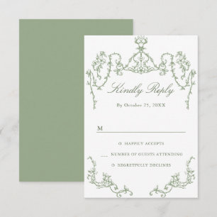 Cartons Réponse Mariage vert de l'âge orné victorien Grace Floral