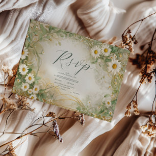 Cartons Réponse Mariage vert d'ivoire