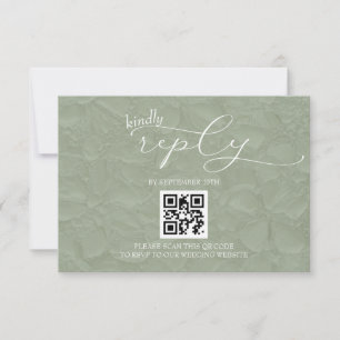 Cartons Réponse Mariage Vert et Blanc Moderne Simple QR
