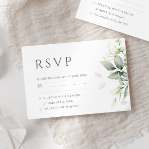 Cartons Réponse Mariage vert Feuille simple Eucalyptus