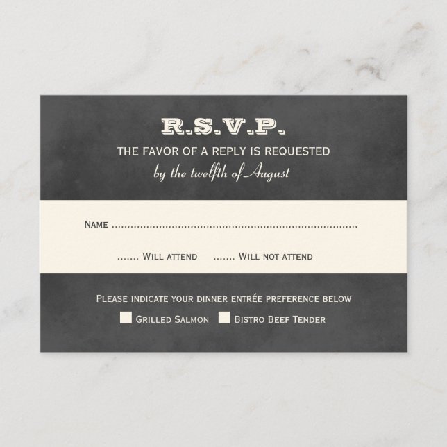 Cartons Réponse Mariage vintage Black Chalkboard (Devant)