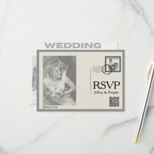 Cartons Réponse mariage vintage de style journal moderne