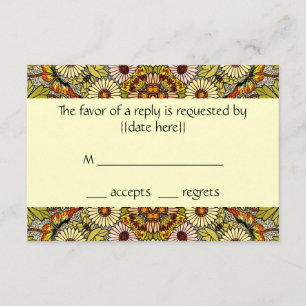 Cartons Réponse Mariage vintage, Fleurs de Jardin Papillons florau