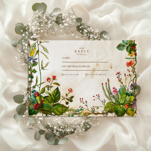 Cartons Réponse Mariage vintage Forest Berry