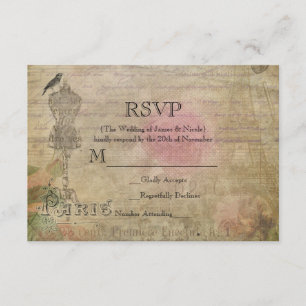 Cartons Réponse Mariage Vintage Paris Chic