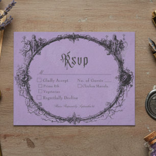 Cartons Réponse Mariage Violet Toile Gothique Noir Vintage