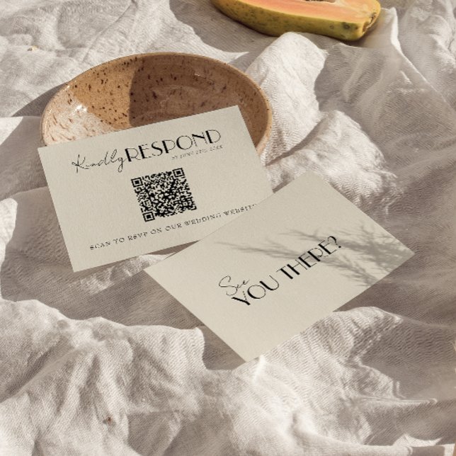 Cartons Réponse Mariage Whimsical français rétro moderne QR Code (Créateur téléchargé)