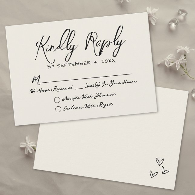 Cartons Réponse Mariage Whimsical Vintage tiré à la main (Simple Hand Drawn Vintage Whimsical Wedding RSVP Card)