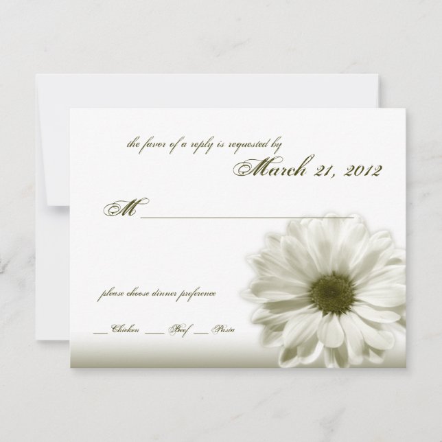 Cartons Réponse Mariage White Antique Daisy (Devant)