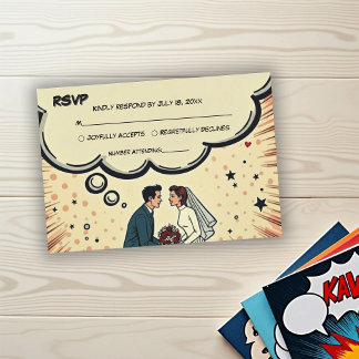Cartons Réponse Mariée & Marié Vintage Rétro Pop Art Comic Mariage