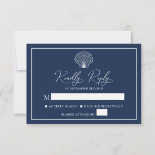 Cartons Réponse Marine Blue Beach Seashell Mariage élégant