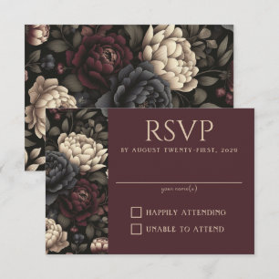 Cartons Réponse Marine Blue & Burgundy Moody Floral