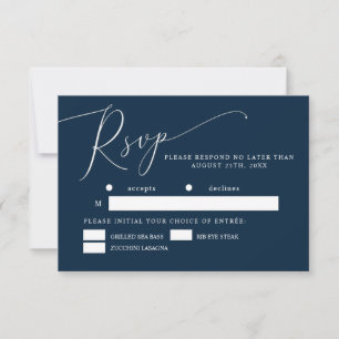 Cartons Réponse Marine Blue Minimal Mariage Meal Choice