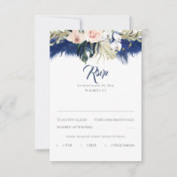 Marine Blue Pampas Grass Floral Tropics Mariage RS