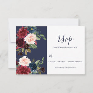 Cartons Réponse Marine Bourgogne Moderne Simple Marine mariage bot