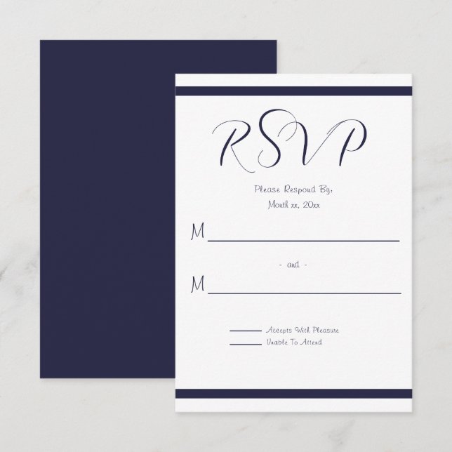 Cartons Réponse Marine et Mariage blanc (Devant / Derrière)