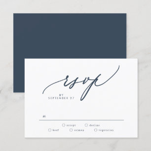 Cartons Réponse Marine moderne bleu foncé blanc Mariage simple