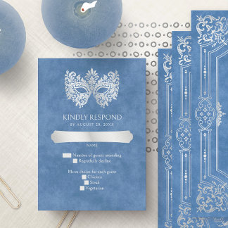 Cartons Réponse Mascarade bleue Mascarade Masque élégant Quinceane