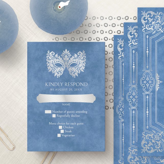 Cartons Réponse Mascarade bleue Mascarade Masque élégant Quinceane (Créateur téléchargé)