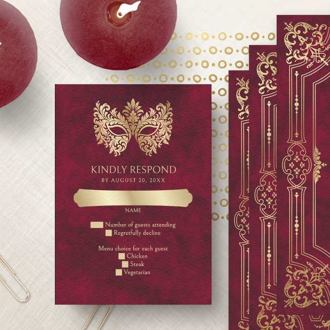 Cartons Réponse Mascarade rouge Masque élégant Quinceanera (Créateur téléchargé)