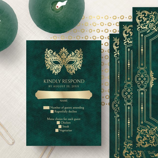 Cartons Réponse Mascarade verte Masque élégant Quinceanera (Créateur téléchargé)