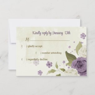 Cartons Réponse mauve fleurs blanches verdure mariage