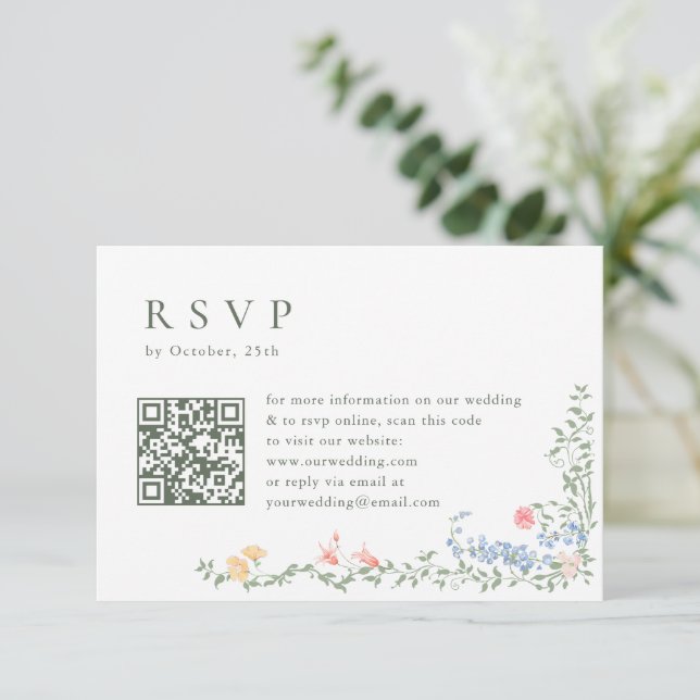 Cartons Réponse Meadow Pastel Français Rose Floral Mariage (Debout devant)