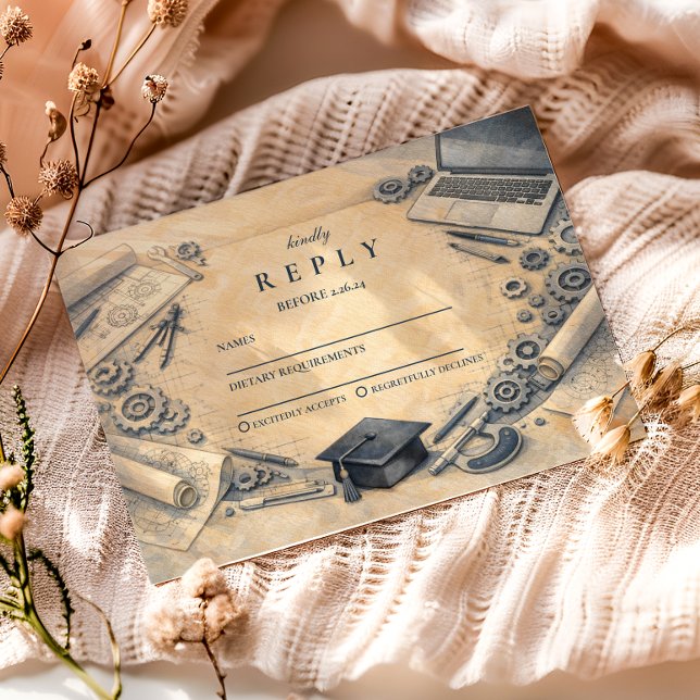 Cartons Réponse Mechanical Engineering Graduation Party (Créateur téléchargé)