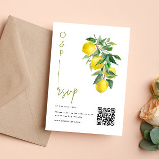 Cartons Réponse Mediterranean Italy Lemon Vibrant Wedding QR Code