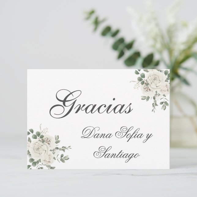Cartons Réponse Merci de mariage espagnol élégant (Debout devant)