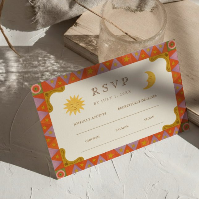 Cartons Réponse Mercredi lunaire et lunaire funky mariage frontièr (Créateur téléchargé)
