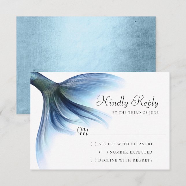 Cartons Réponse Mermaid Glam Tail | Dusty Ice Blue Luster Sheen (Devant / Derrière)