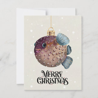 Cartons Réponse Merry Christmas Cute Pufferfish Ornament Whimsical