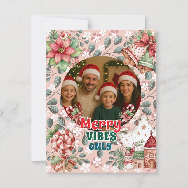 Cartons Réponse Merry Vibes Only – Funny Christmas Card  (Devant)