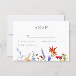Cartons Réponse Merveilleux Mariage Fleur sauvage d'aquarelle