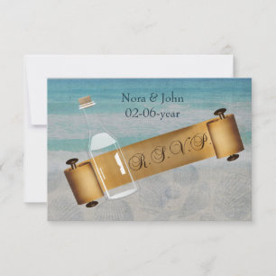 Cartons Réponse Message dans une bouteille Mariage de plage