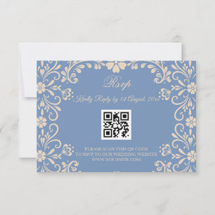 Cartons Réponse Mexicaine Talavera Bleu clair Mariage QR