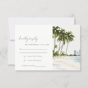 Cartons Réponse Miami Florida Palm Paysage Mariage d'aquarelle