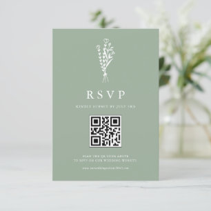 Cartons Réponse Minimailist Botanics Sage Green QR Code Mariage