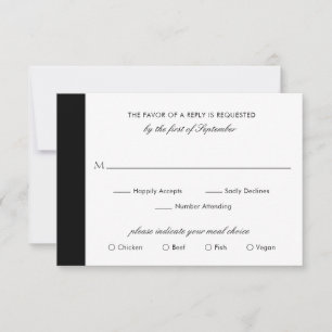 Cartons Réponse Minimal noir blanc classique élégant Mariage moder