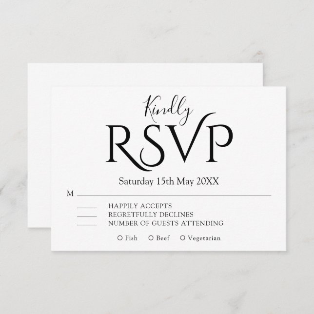 Cartons Réponse Minimal Simple modern Elegant Wedding  (Devant / Derrière)