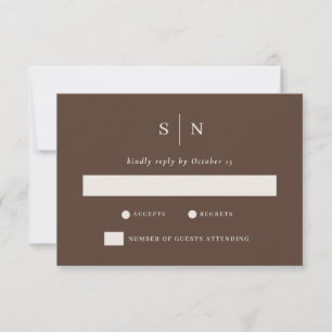 Cartons Réponse Minimaliste et Chic Marron   Mariage Neutre