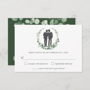 Cartons Réponse Minimaliste Eucalyptus Verdure Wreath Mariage gay