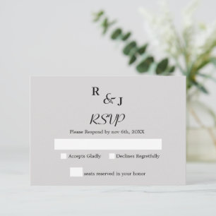 Cartons Réponse Minimaliste Simple moderne Mariage noir et crème