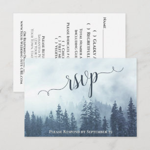 Cartons Réponse Misty Pines Rustic Blue Forest Mariage extérieur