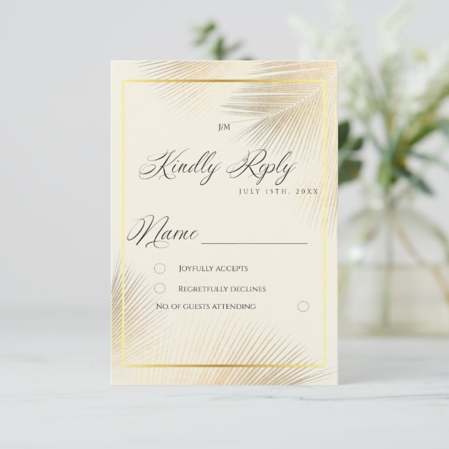 Cartons Réponse Modern Beach Coastal Frame Wedding   (Debout devant)