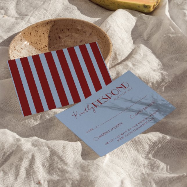 Cartons Réponse Modern Deep Red Blue Classy Fancy Wedding (Créateur téléchargé)