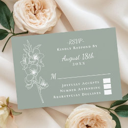 Cartons Réponse Modern Elegant Botanical Sage Green Wedding