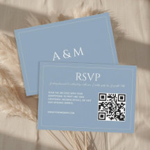 Modern minimalist dusty blue QR code wedding 